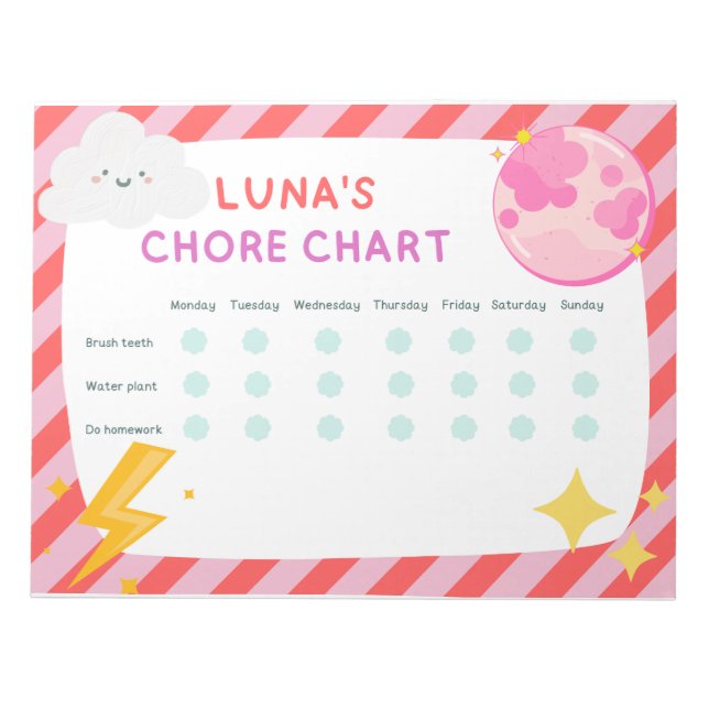 Bloco De Notas Gráfico de Chore de Luna (Frente)