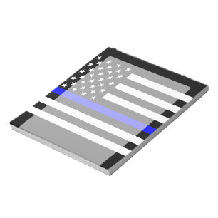 Bloco De Notas Gráfico de linha azul fina sobre uma bandeira ame