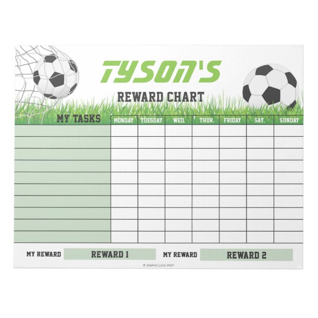 Bloco De Notas Gráfico de Recompensa de Futebol Personalizado Nom (Frente)