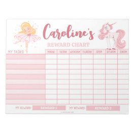 Bloco De Notas Gráfico de Recompensas da Princesa Rosa Nome Perso