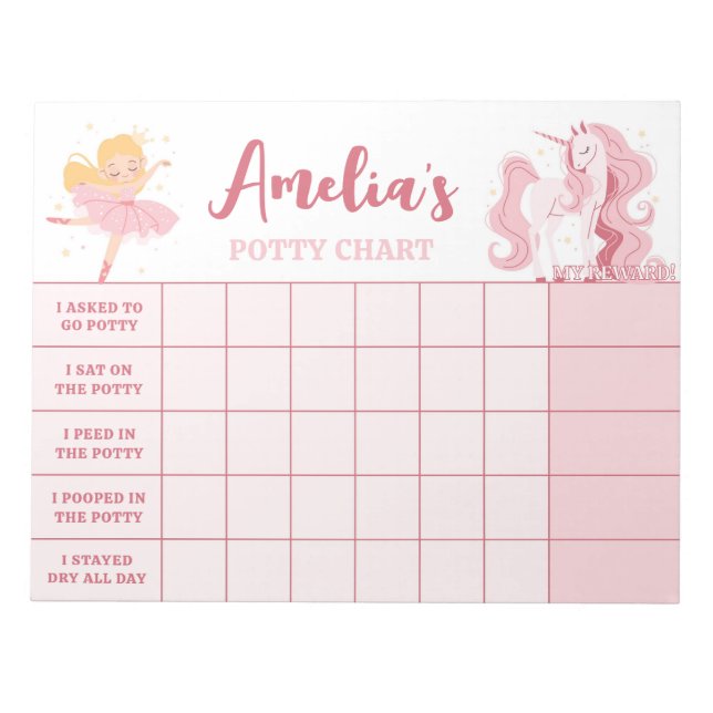 Bloco De Notas Gráfico de Tarefas Personalizado Princesa Rosa Nom (Frente)