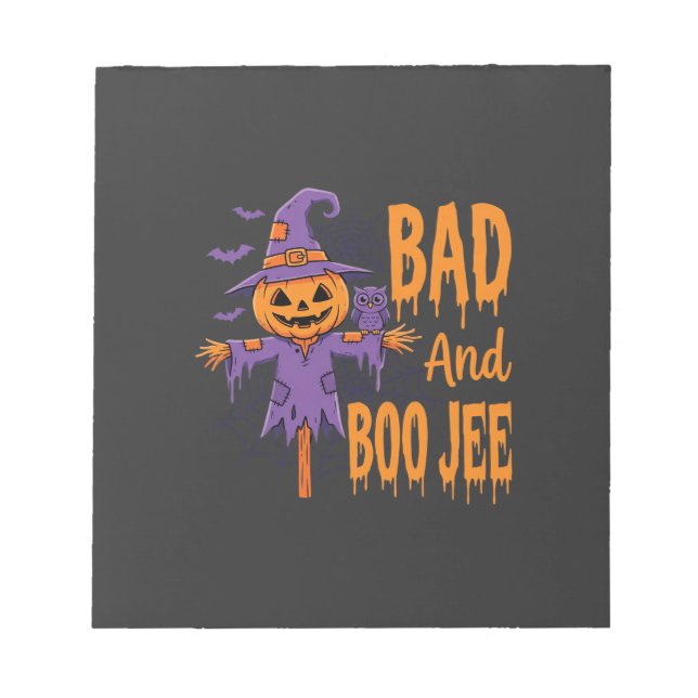 Bloco De Notas Gráfico Espantalho Halloween Bad And Boo Jee (Frente)