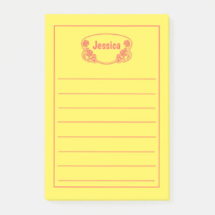 Bloco De Notas Gráfico Nameplate com estrutura vermelha ornamenta