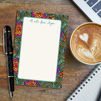 Bloco de Notas Grande com Borda de Arte Floral Pos