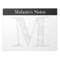 Bloco de notas grande monograma personalizado tipo