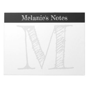 Bloco de notas grande monograma personalizado tipo