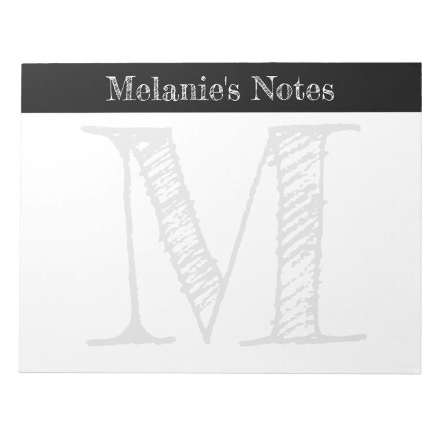 Bloco de notas grande monograma personalizado tipo (Frente)