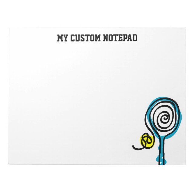 Bloco De Notas Grande raquete e bola de tênis personalizados (Frente)