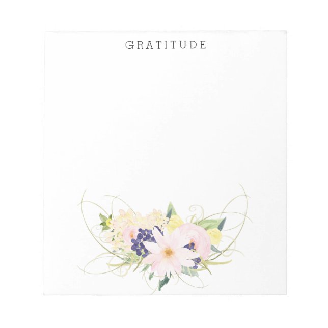 Bloco De Notas Gratidão Floral Floral Cor Rosa (Frente)