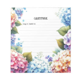 Bloco De Notas Gratidão Watercolor Hydrangea Notepad