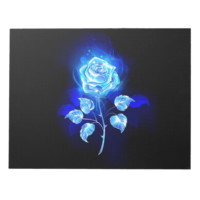 Bloco De Notas Gravação de Rosa Azul (Frente)