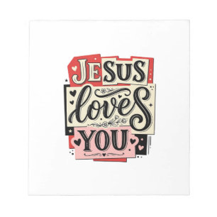 Bloco De Notas Grave Vintage Jesus Te Ama Tipografia Cristã
