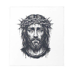Bloco De Notas Gravura Antiga Coroa de Espinhos Retrato Sagrado