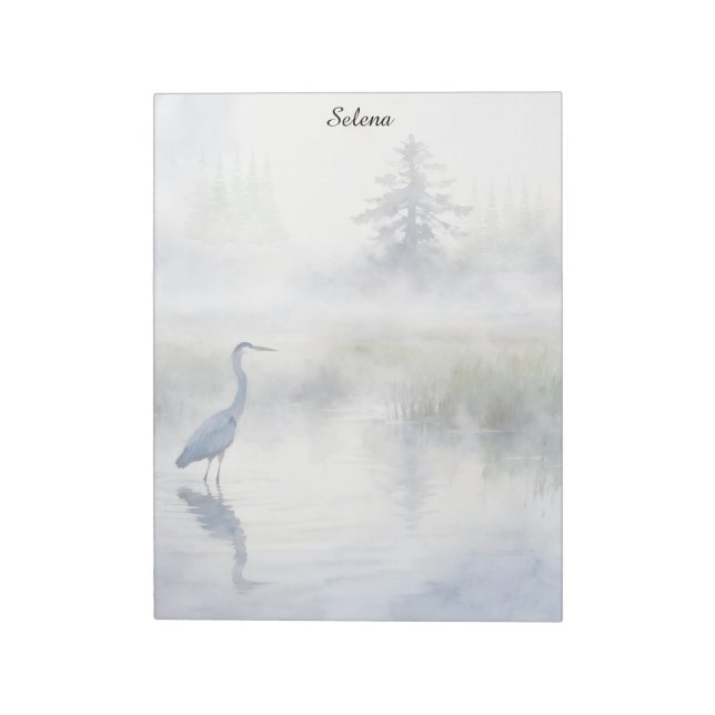 Bloco De Notas Great Blue Heron in a Salt Marsh Notepad (Invertido)