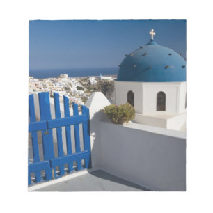 Bloco De Notas Grécia e Ilha Grega de Santorini a partir do
