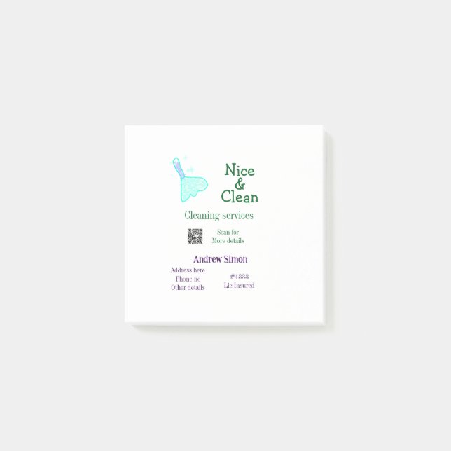 Bloco De Notas Green blue gitter clean mop add name address q r b (Frente)