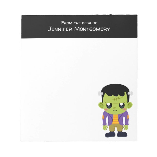 Bloco De Notas Green Frankenstein Monster Halloween (Frente)