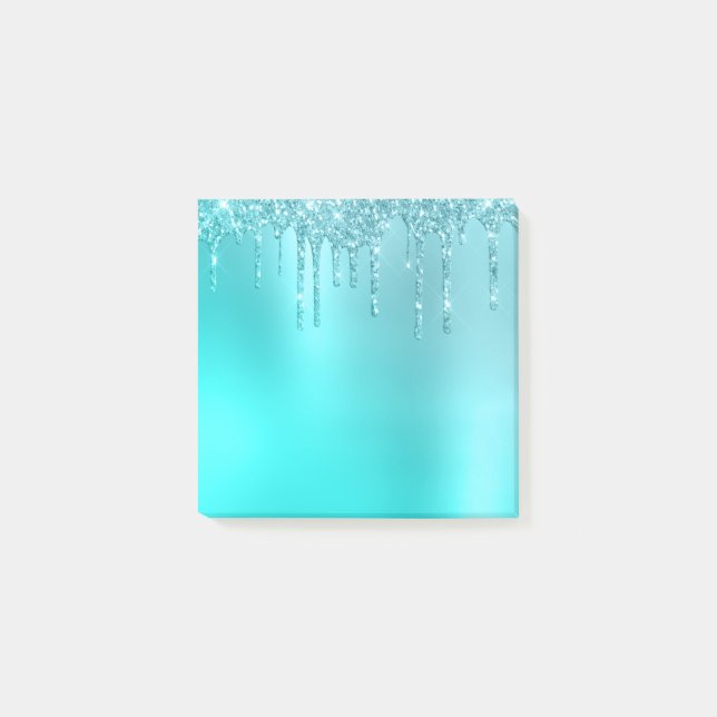 Bloco De Notas Grelha azul esbelta e glitter (Frente)