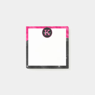 Bloco De Notas Grelha Rosa Quente Negra Cintilante Onda Pequena P