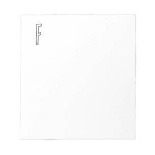 Bloco De Notas Grey & White Initial Letter Monogrammed Plain