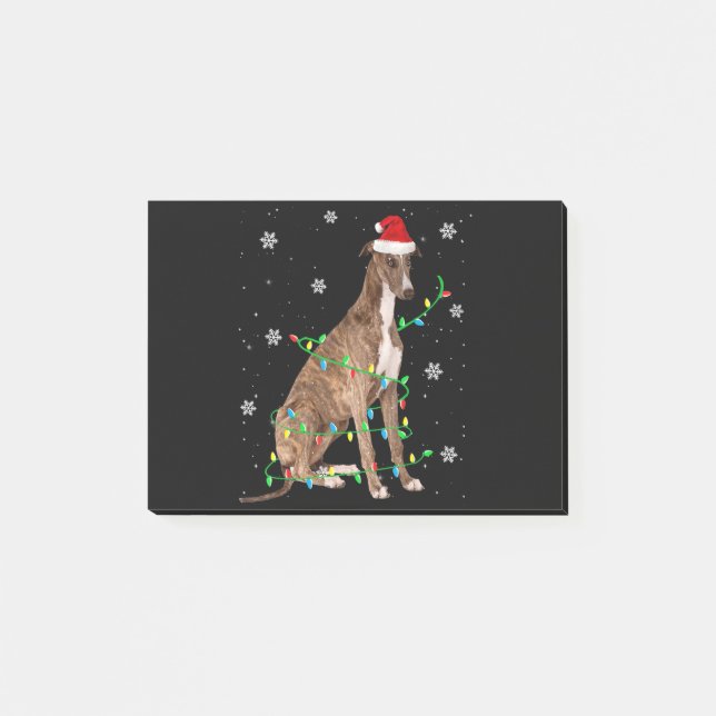 Bloco De Notas greyhound christmas papais noeis fofos e leves (Frente)