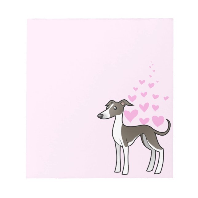 Bloco De Notas Greyhound / Whippet / Italiano Greyhound Love (Frente)