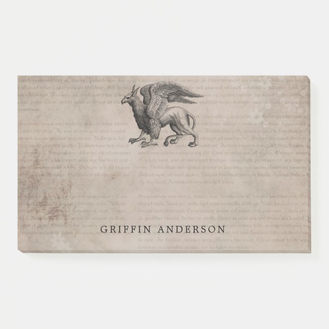 Bloco De Notas Griffin Creature Vintage com Nome (Frente)