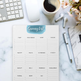 Bloco De Notas Groceraria De Grande Distância Lista Turquesa Aqua