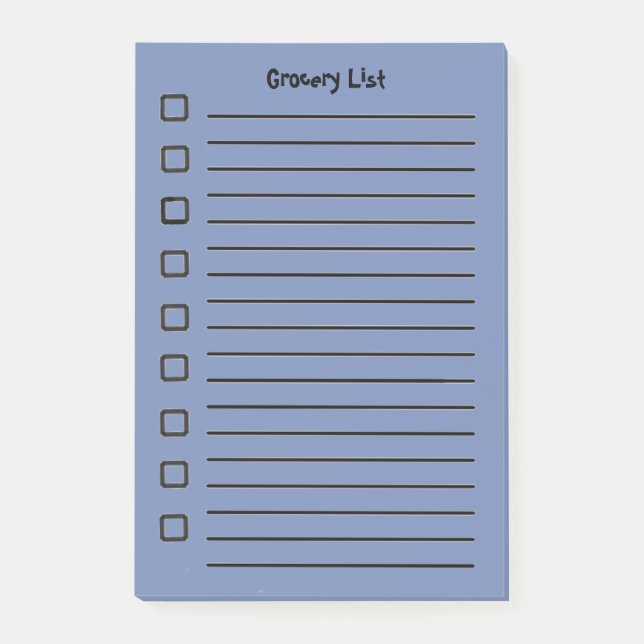 Bloco De Notas Grocery List Blue Sticky Notes Edição segundo (Frente)