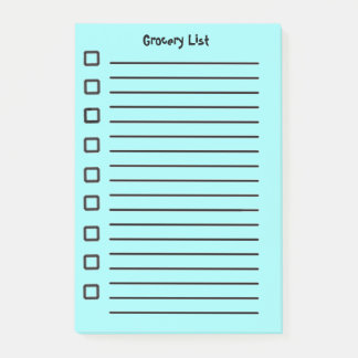Bloco De Notas Grocery List Light Blue Sticky Notes Edição de seg