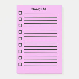 Bloco De Notas Grocery List Pink Sticky Notes Edição segundo