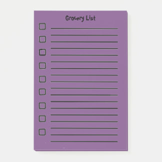 Bloco De Notas Grocery List Purple Sticky Notes segundo Edition