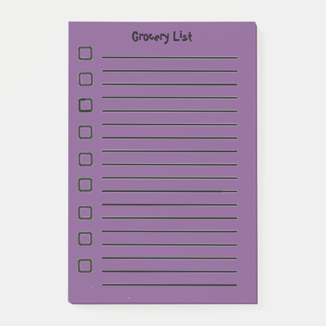 Bloco De Notas Grocery List Purple Sticky Notes segundo Edition (Frente)