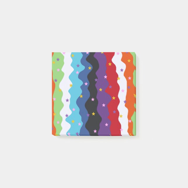 Bloco De Notas Groovy Celestial Stripe Abstrato (Frente)