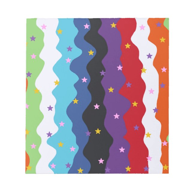 Bloco De Notas Groovy Celestial Stripe Abstrato (Frente)