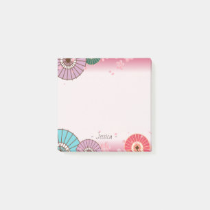 Bloco De Notas Guarda-chuvas japoneses e flor de cereja personali