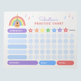 Bloco De Notas Guitar Practice Music Notes Rainbow Reward Chart