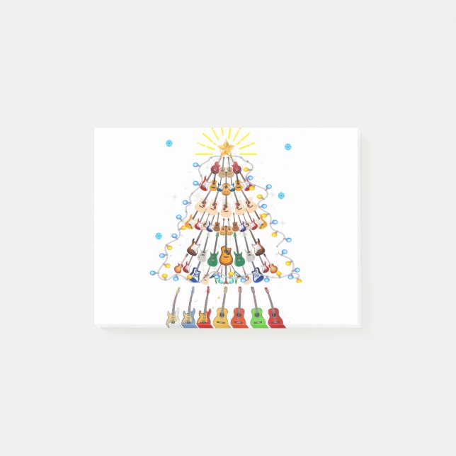 Bloco De Notas Guitarra Árvore de Natal Merry Xmas (Frente)