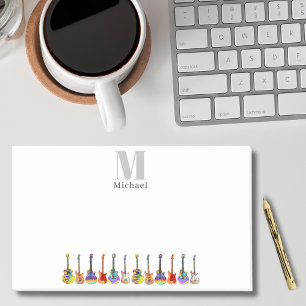 Bloco De Notas Guitarras Coloridos Monograma de Professores de Mú