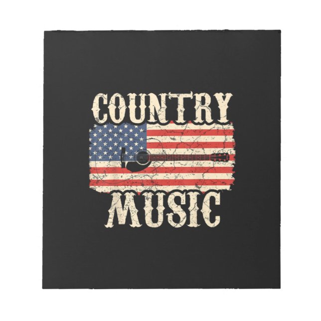 Bloco De Notas Guitarrista Música Country Guitarra Bandeira Ameri (Frente)
