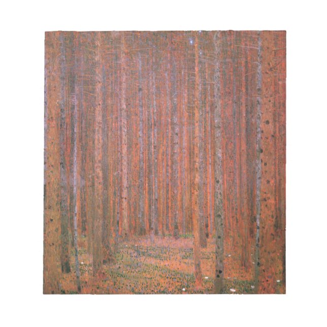 Bloco De Notas Gustav Klimt Fir Forest Tannenwald árvores vermelh (Frente)