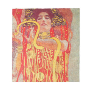 Bloco De Notas Gustav Klimt Red Woman Dourada pintura Cobra