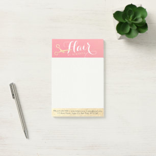 Bloco De Notas Hairstylist Makeup Salon Modern Pink Tesoura Doura