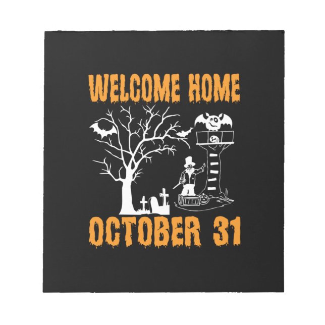 Bloco De Notas Halloween Bem-Vindo A Casa Aniversário de Outubro (Frente)