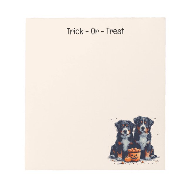 Bloco De Notas Halloween Bernese Mountain Dogs Pumpkin (Frente)