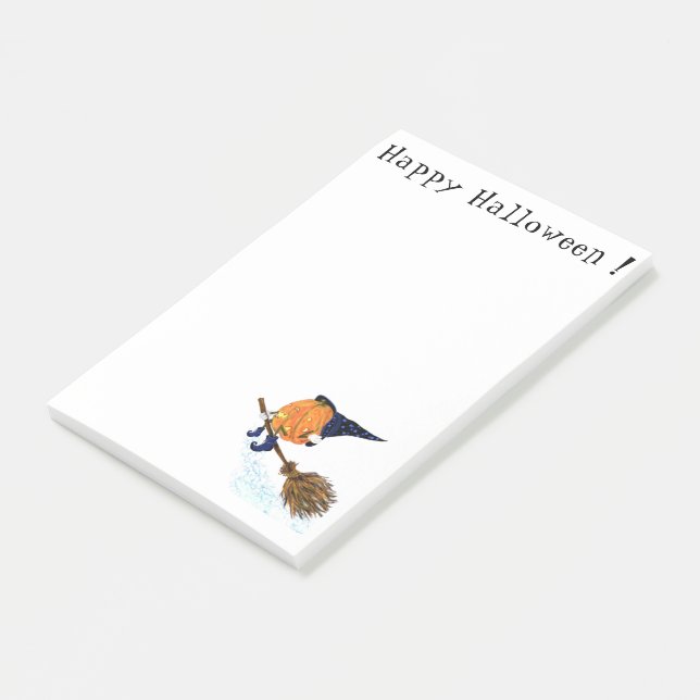 Bloco De Notas Halloween Bruxas Bruxas Voando Pumpkin Sticky Note (Inclinado)