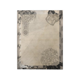 Bloco De Notas Halloween Caveira e Flor de Hydrangea Preta