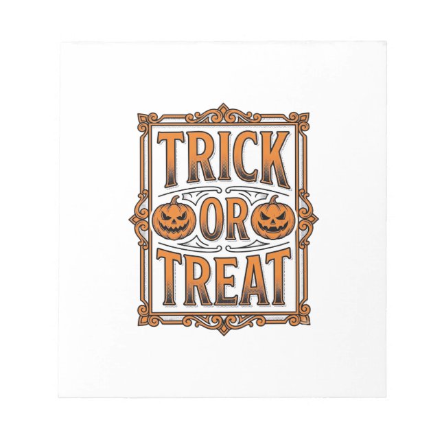 Bloco De Notas Halloween Doces ou Travessuras Abóboras Caveiras E (Frente)