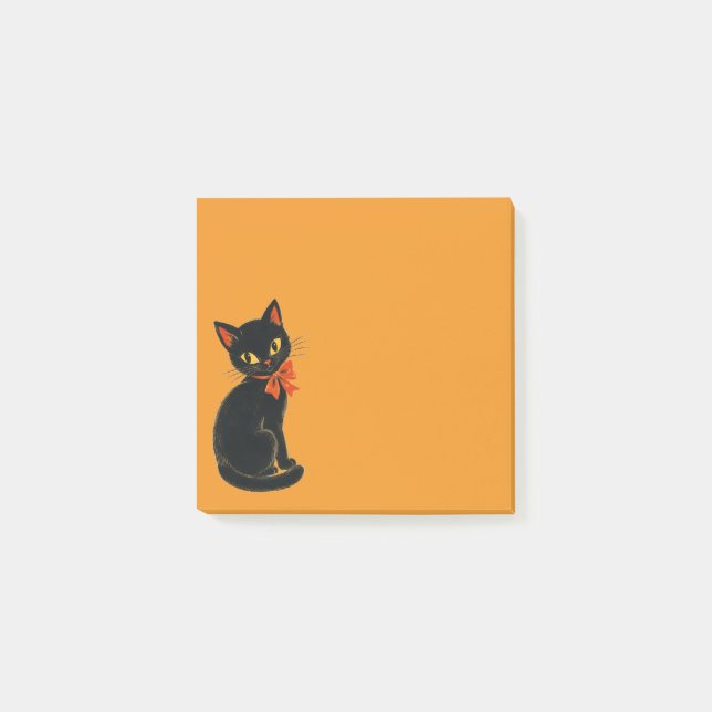 Bloco De Notas Halloween Gato Preto Vintage (Frente)