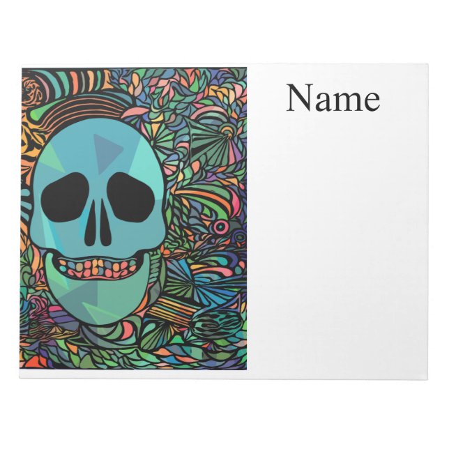 Bloco De Notas Halloween Hippie Skull Thunder_Cove (Frente)